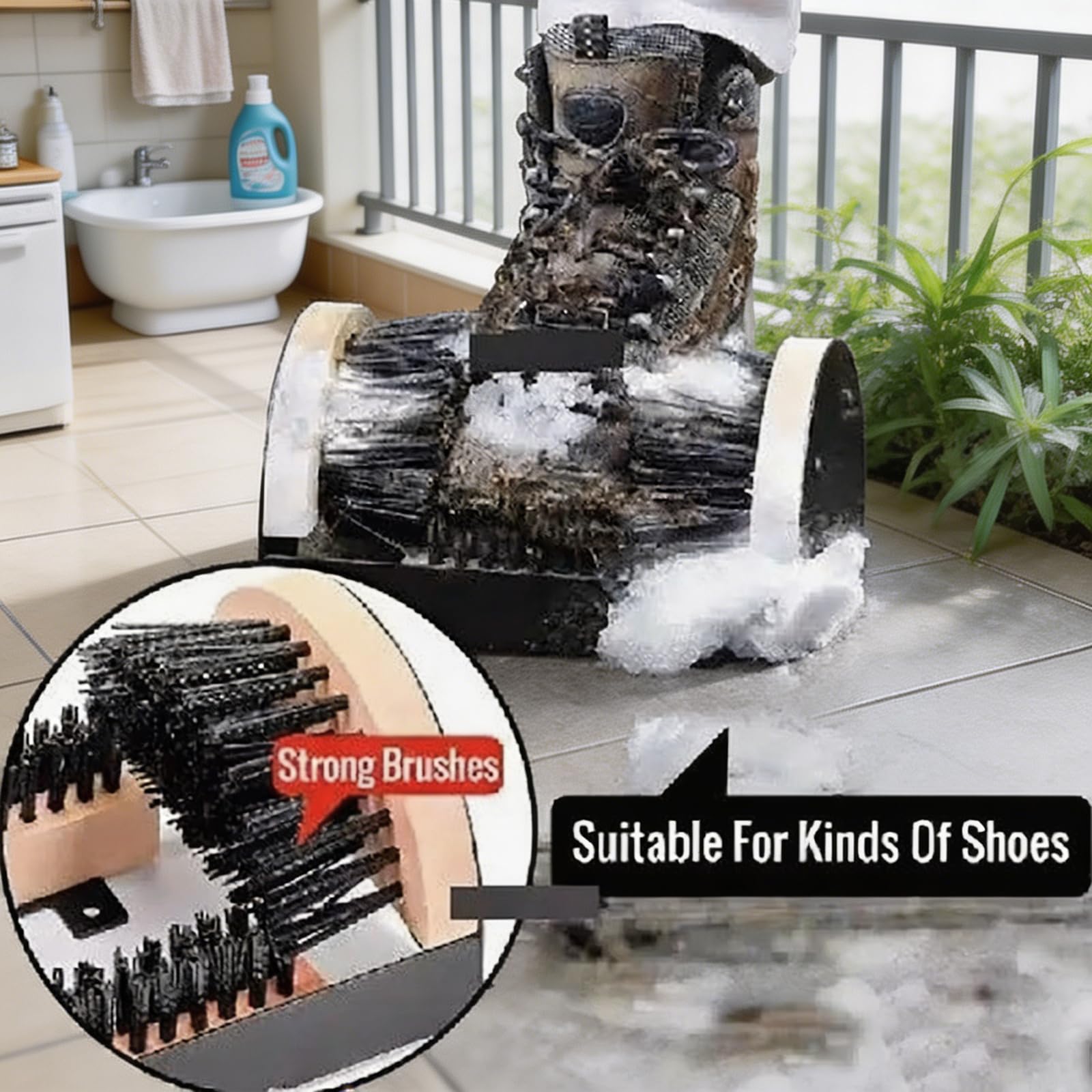 Cepillo raspador de limpieza de botas, sin doblarse, cerdas rígidas de nailon, portátil, para uso en interiores y exteriores