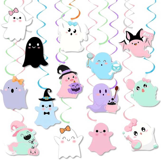 Halloween Ghost Theme Hanging Ceiling Swirls Decorations