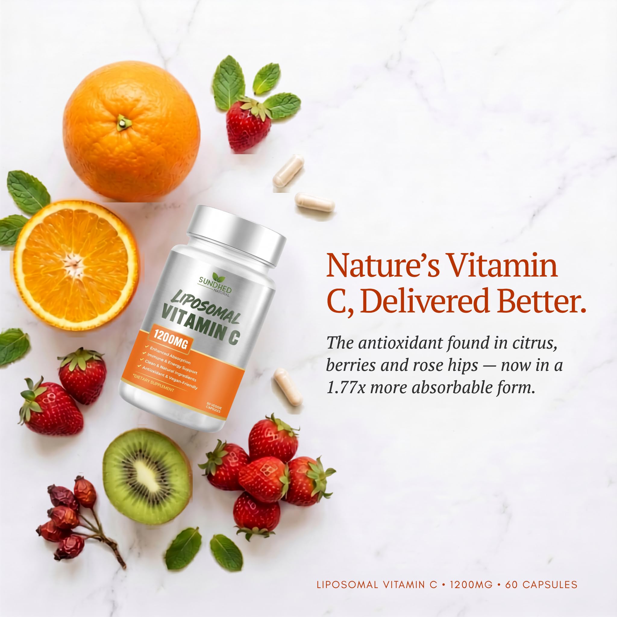 Pure Liposomal Vitamin C - 1200mg Immune System & Collagen Health Booster, Helps Anti Aging Skin Vitamins, Sodium Ascorbate, Sunflower Lecithin, Lypo Spheric - 60 Capsules — Amazon image 8