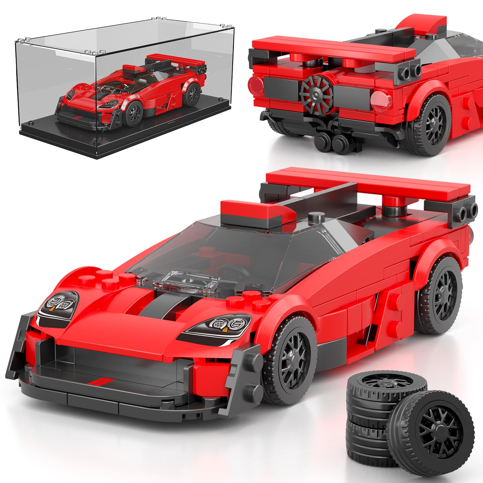 Mould King 27106 Technik Speed Champion Klemmbausteine Auto Bausteine Modell GMA T50s Rennwagen Klemmbausteine Mit Acryl Vitrine Geschenke für Erwachsene (333 Teile)