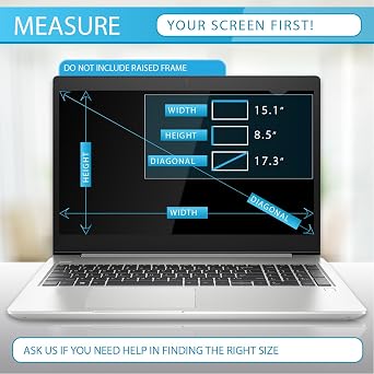 Privacy Screen Filter for 17.3 Inches Laptop, Screen Protector size is 15.1 inch width x 8.5 inch height
