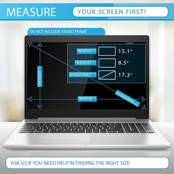 Privacy Screen Filter for 17.3 Inches Laptop, Screen Protector size is 15.1 inch width x 8.5 inch height