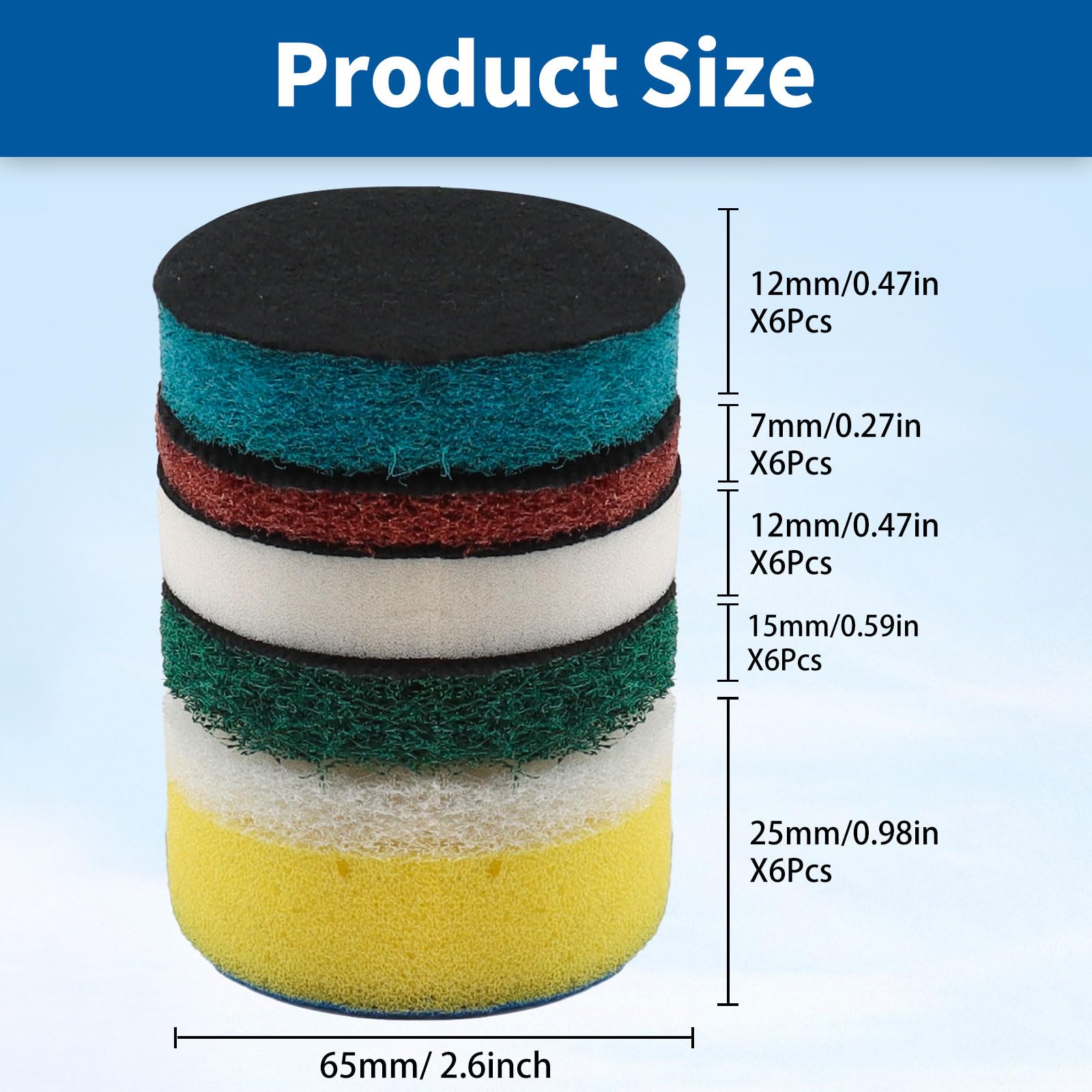 30 sztuk szczotek do czyszczenia Bosch, nakładki 65 mm do uniwersalnej szczotki do czyszczenia, 5 rodzajów szczotek o wysokiej wydajności, kompatybilne z Bosch 6033