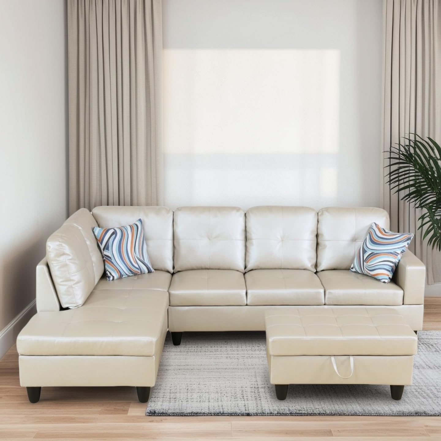 Photo 1 of **** MINOR UPHOLSTERY DAMAGE AND PARTIAL SET PART S ONLY ****Trygoal L Shaped Couches for Living Room, Sectional Couch Living Room Furniture with Storage Ottoman, Modular Sectional Sofa with Movable Chaise for Apartment Office, Bright Grey