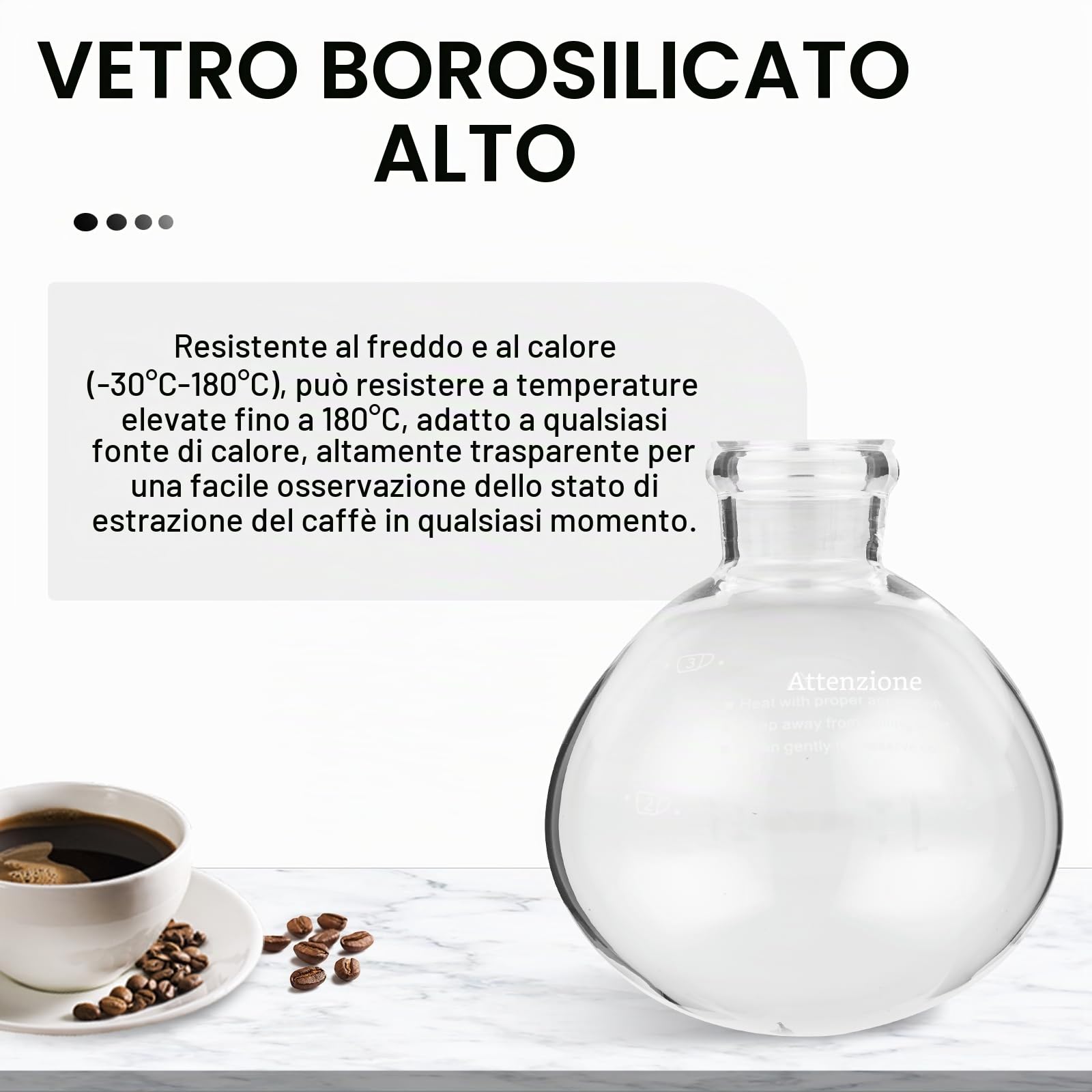 YUCHENGTECH Caffettiera a Sifone,Vetro,5 Tazza (600ml)