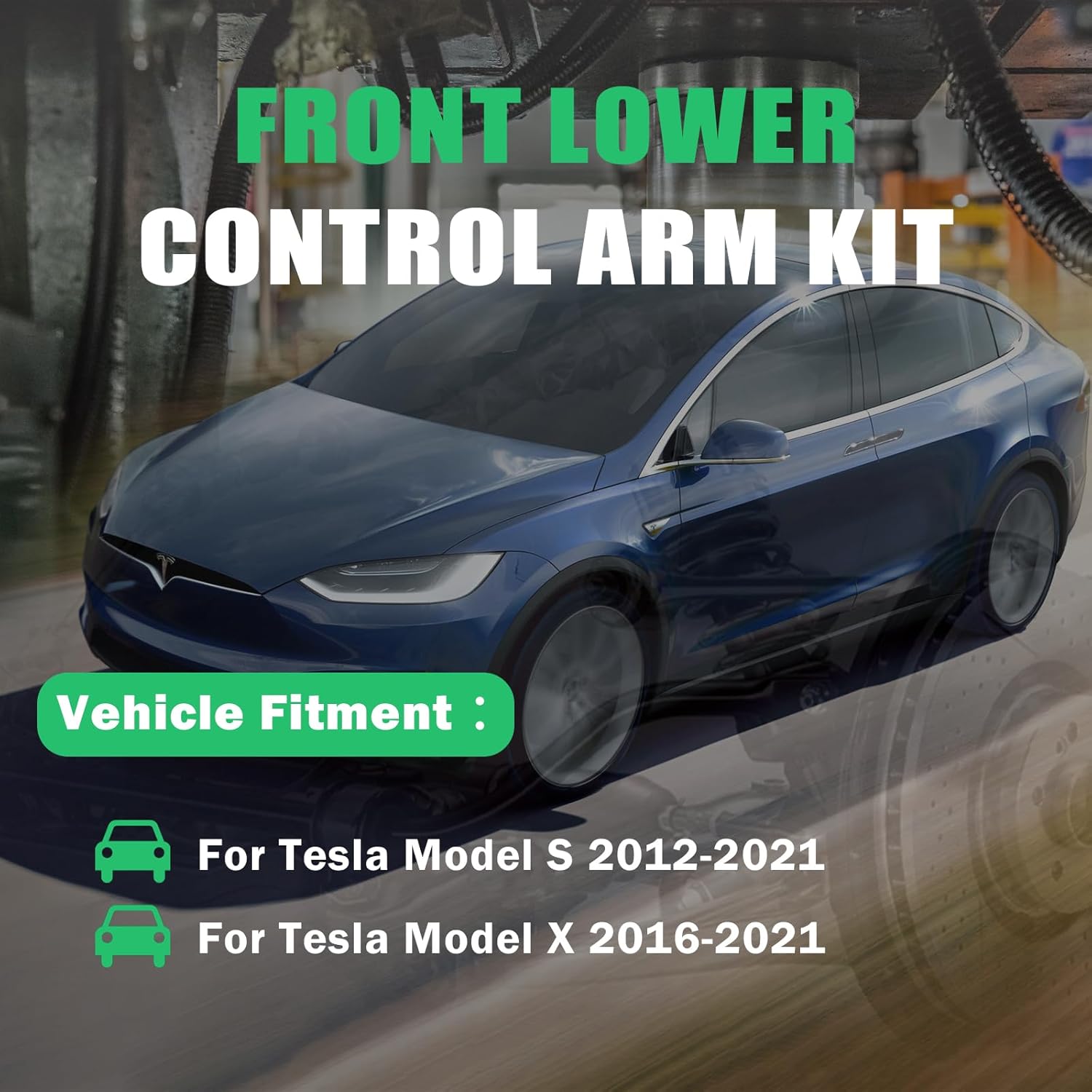 Front Lower Control Arm Suspesion Kit with Ball Joints Fit for Tesla Model S 2012-2021, Model X 2016-2021；Reference Numbers 104157000A, 104895100A