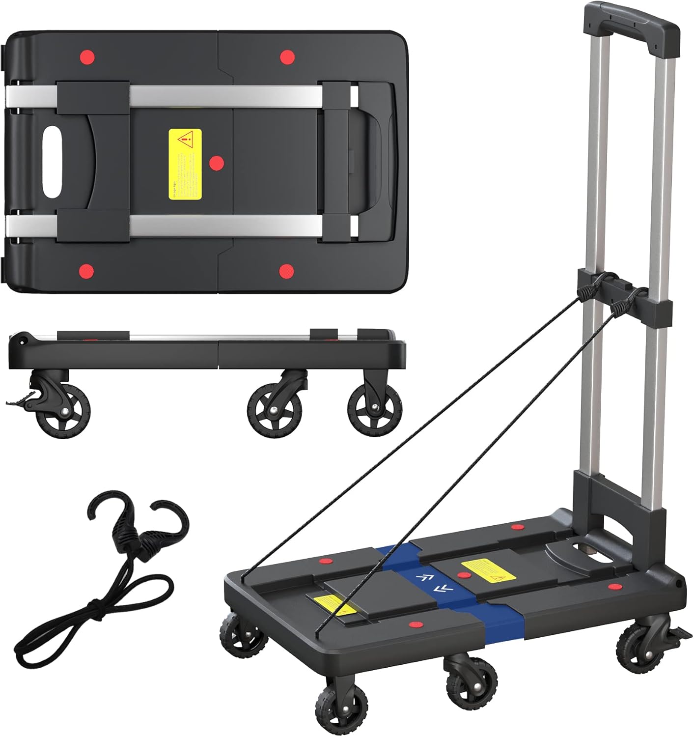 Klonvs Folding Hand Truck, 500 LBS Collapsible Dolly Cart