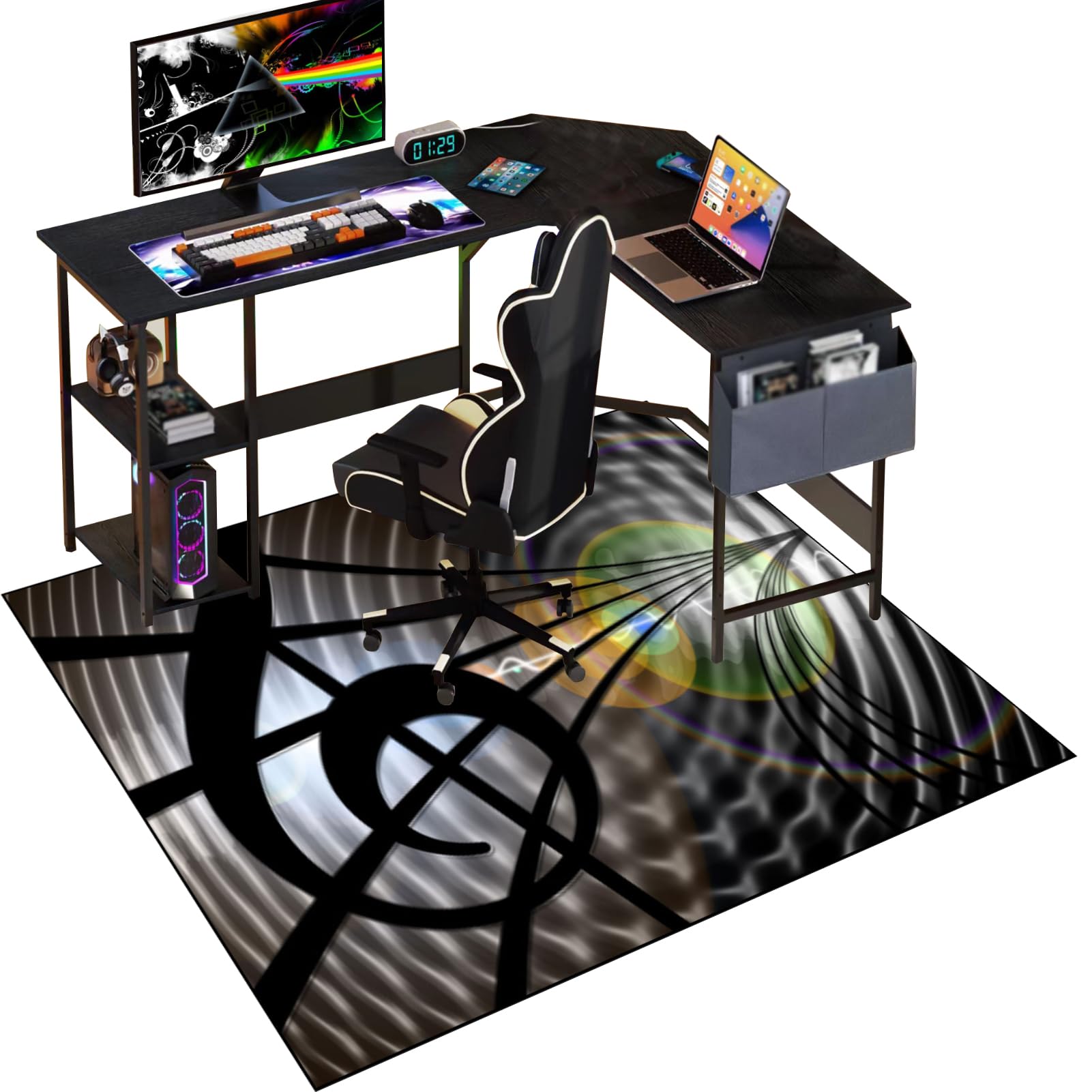 Office Gaming Chair Mat for Hardwood Floor, 160 x 180 cm Desk Chair Mats, Hard Floor Protector Mat for Office Chair, Non-slip Gaming Chair Mat for Wooden Floors, Computer Chair Rug for Home, Office