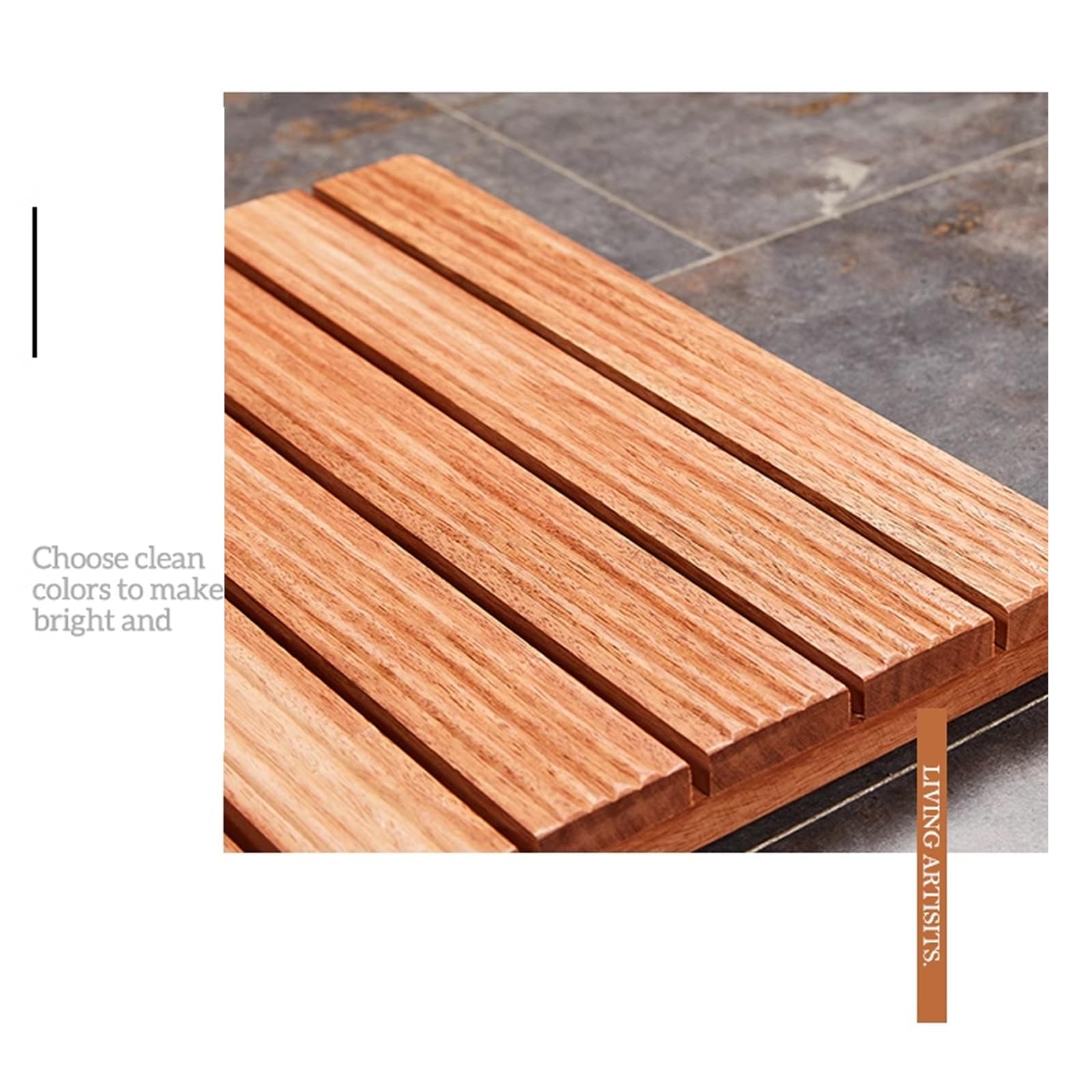 QWEASDF Pedana Doccia Legno，pedana Legno Doccia，Tappetino Doccia in bambù ，Pedana bambù, Tappetino Antiscivolo da Doccia, Vasca e Sauna, Interno, Esterno, Naturale(W70xL80cm/W28xL31in)