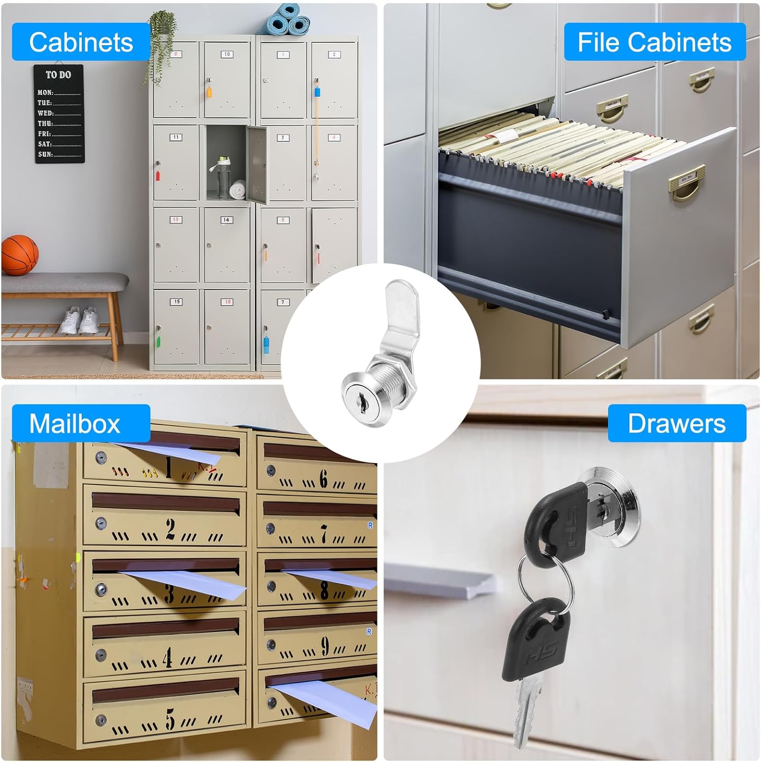 PATIKIL 3/4 Inch Keyed Alike Cabinet Locks with Key, 20 Pack Cam Replacement Lock Cylinder Toolbox Lock for RV Drawer Storage Cart Mailbox, Silver