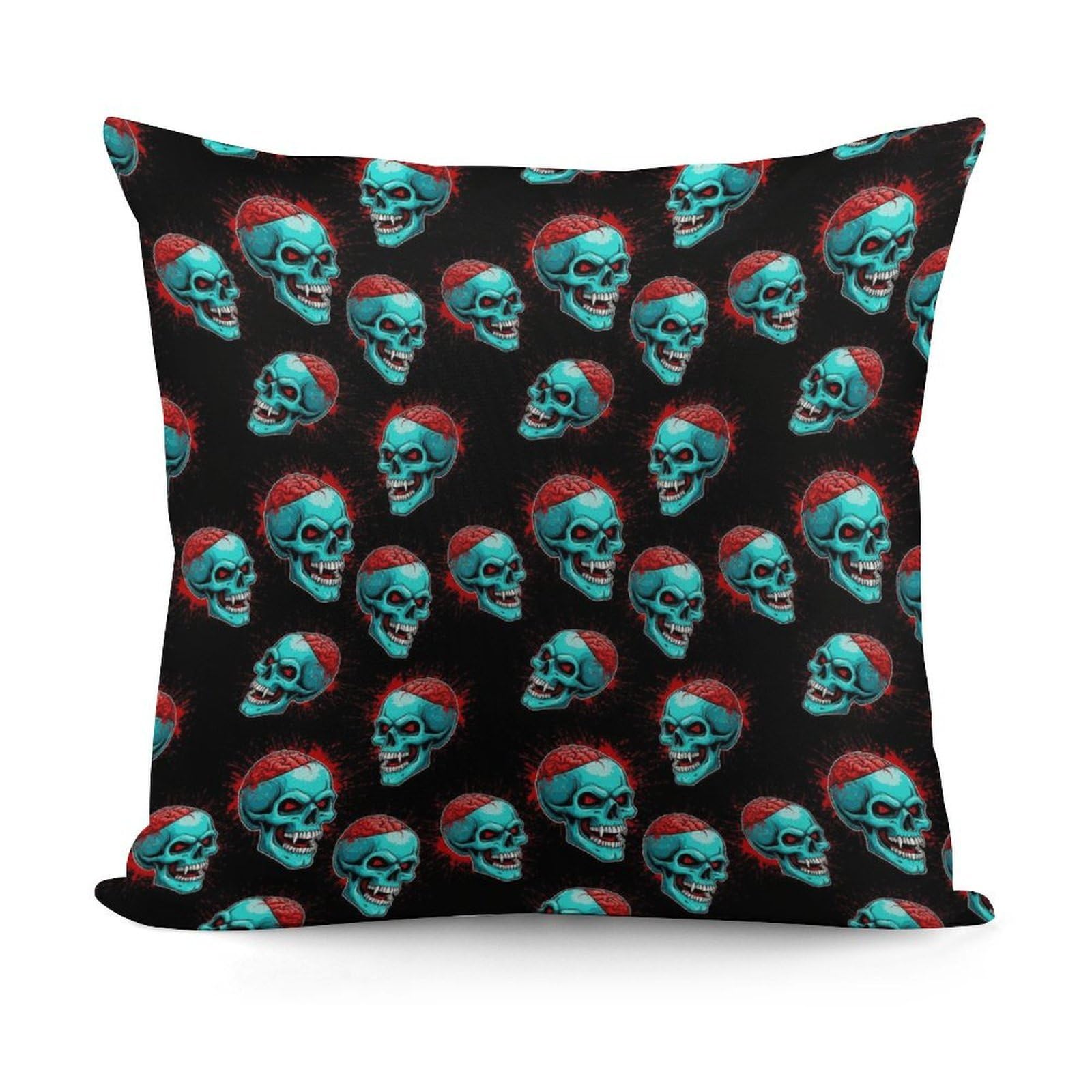 Softffy Halloween Cool Red Blood Zombie Skull Cushion Covers Comfort Plush Pillow Cover for Sofa Bedroom Pillow Shell