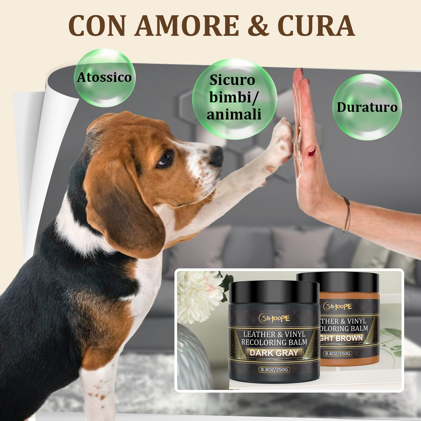 250 ML Balsamo Ricolorazione Pelle, Kit Riparazione Nero Mobili, Sgrassatore Graffi per Abitacolo Auto, Sedili, Divani, Scarpe, Borse, Giacche