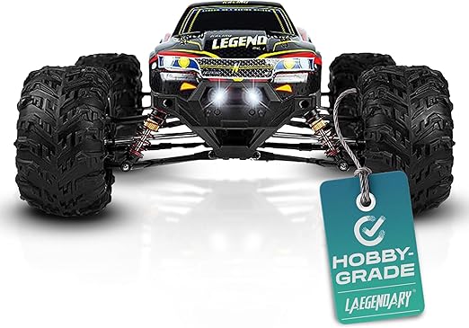 LAEGENDARY Remote Control Car, Hobby Grade RC Car 1:10 Scale Brushed Motor with Two Batteries, 4x4 Off-Road Waterproof RC Truck, Fast RC Cars for Adults, RC Cars, Remote Control Truck
