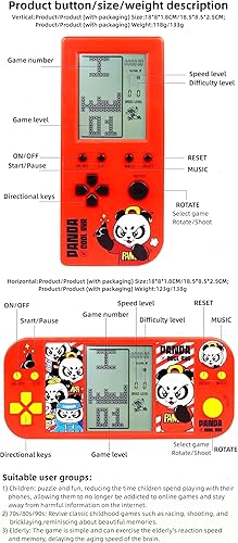 Miniatura 8 de Panda Cartoon Retro Cube consola de juegos 26 juegos de ladrillos, 2574 niveles de velocidad ajustabledificultad para niñosadultos Gandheld juego