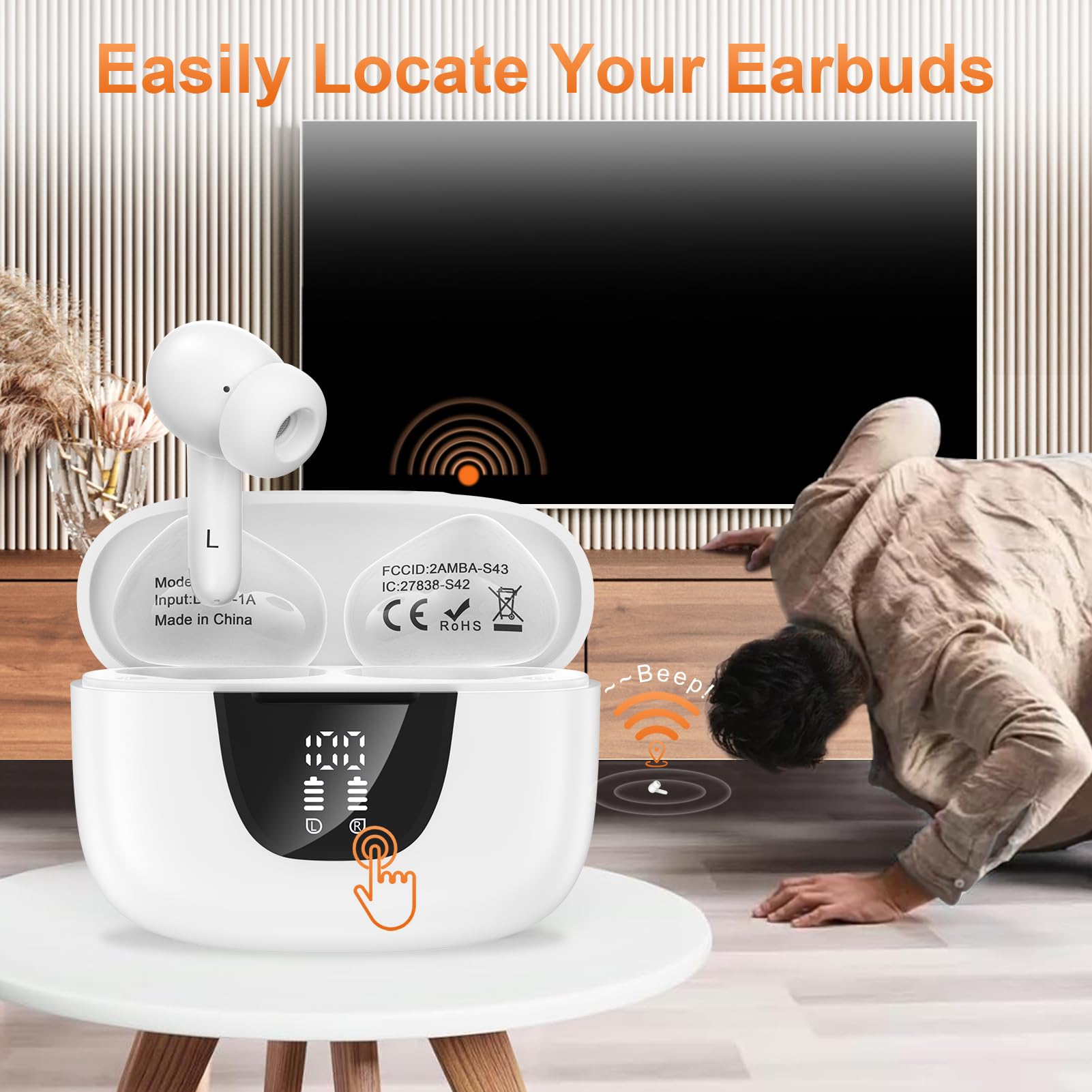 Microfono con cancellazione del rumore Auricolari Cuffie wireless per Samsung galaxy S25 S24 Ear Buds pod Stereo Bass Auricolari Bluetooth per iPhone 16e 16 15 Pro Auricolare iPad Android Google pixel