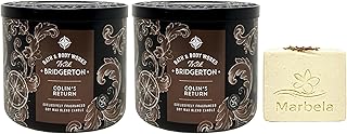 Bath & Body Works Bridgerton - Colin's Return 2 Piece 3-Wick Scented Candle Set with a Creamy Rose Bar Soap