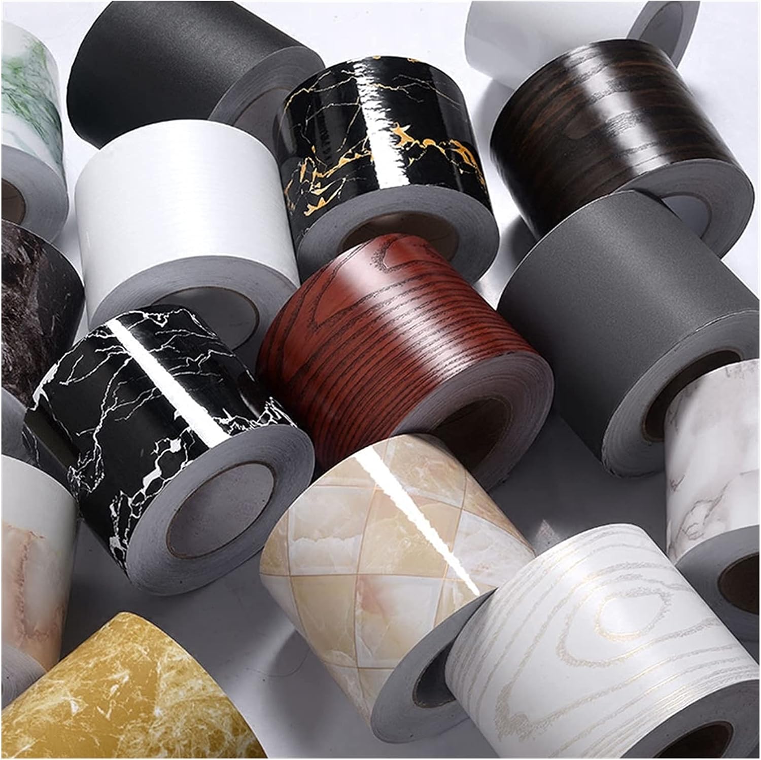 Wallpaper Borders,Wallpaper Borders Self Adhesive Baseboard Wall Sticker Self-adhesive Waterproof Tile Waistline Sticker Living Room Corridor Border Decorative Floor Wall Sticker(E,W 15cmx H 500cm)