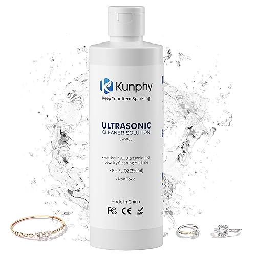 kunphy Limpiador ultrasónico de joyas - Solución eficaz para limpiar relojes de oro, plata, platino, diamantes y anteojos, 8.5 oz (8.5 fl oz)