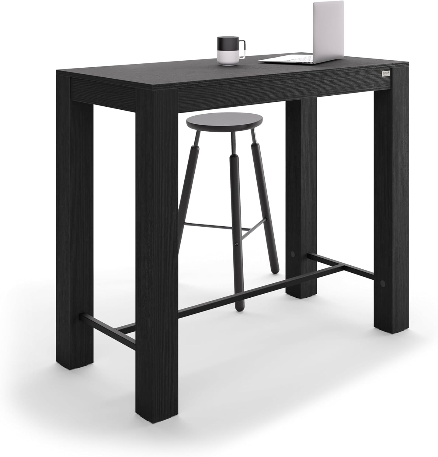 Mobili Fiver, Rachele High Bar Table 47.2 x 23.6 in, Ashwood Black, Made in Italy