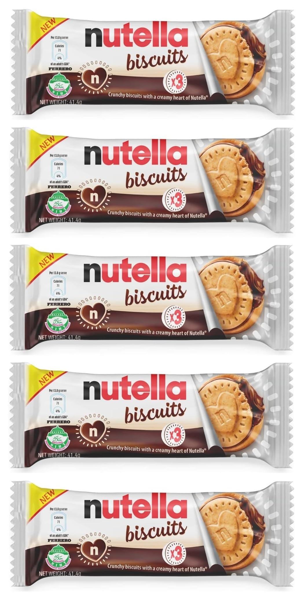 Nutella Biscuits Premium Italian-Made, Crunchy Golden Wheat Biscuits Filled With Nutella Hazelnut Cocoa Spread, Each 41.4g X 5 Count, (Product Of Italy) From DECADENT FOODS-image-27
