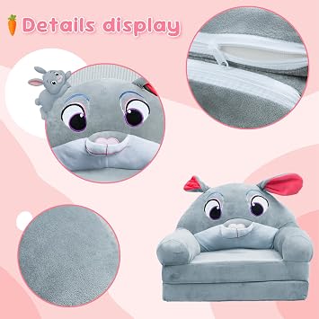 Kids Sofa Bed Foldable & Convertible 2-in-1 Toddler Sofa Chair & Lounger Removable Washable Cover Kids Couch Sofas Suitable for Living Room Bedroom, Children's Day and Birthday Gift for Girls Boys