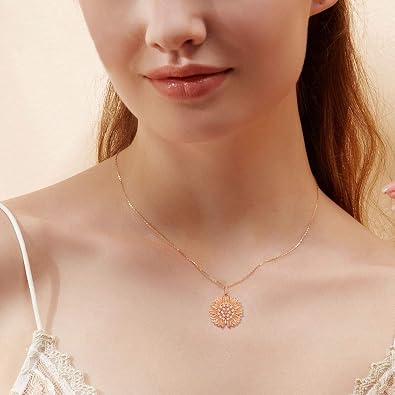 You are My Sunshine Necklace Sterling Silver Sunflower Locket Necklace for Women Sunflower Jewelry Gifts for Daughter/Wife/Sister/Mom