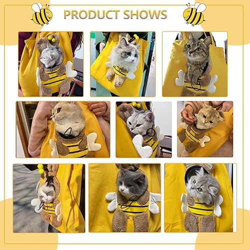 Miniatura 6 de Bolsa de transporte para gatos y perros pequeños, bonita bolsa de transporte para perros pequeños en forma de abeja, bolsa de transporte de lona