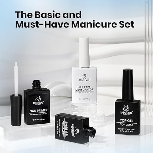 Miniatura 29 de beetles Gel Polish Capa base de gel, 0.5 fl oz, base de esmalte de uñas de gel prebond de larga duración, capa base de lámpara de uñas UV, fórmula