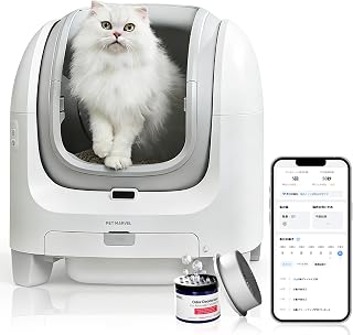 「HAPET」猫 自動トイレ 自動梱包 多頭飼い対応 猫トイレ 消臭 挟み込み防止 センサー付き 飛散防止 自動清掃 定期清掃 掃除簡単 お留守番 専用APP IOS/Android対応 70L の大容量 日本語説明書付き 本体＋ゴミ袋＋消臭剤