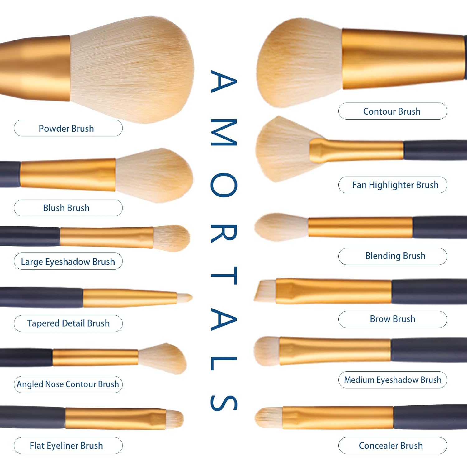 Makeup Brush Set, 12PCS Makeup Brushes Set Professional, Premium Synthetic Foundation Powder Concealers Eye shadows Blush Makeup Brushes with Storage Bucket and Bag