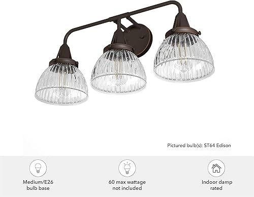 Miniatura 6 de Hunter Fan Company 19258 Cypress Grove - Lámpara de tocador, Onyx Bengala