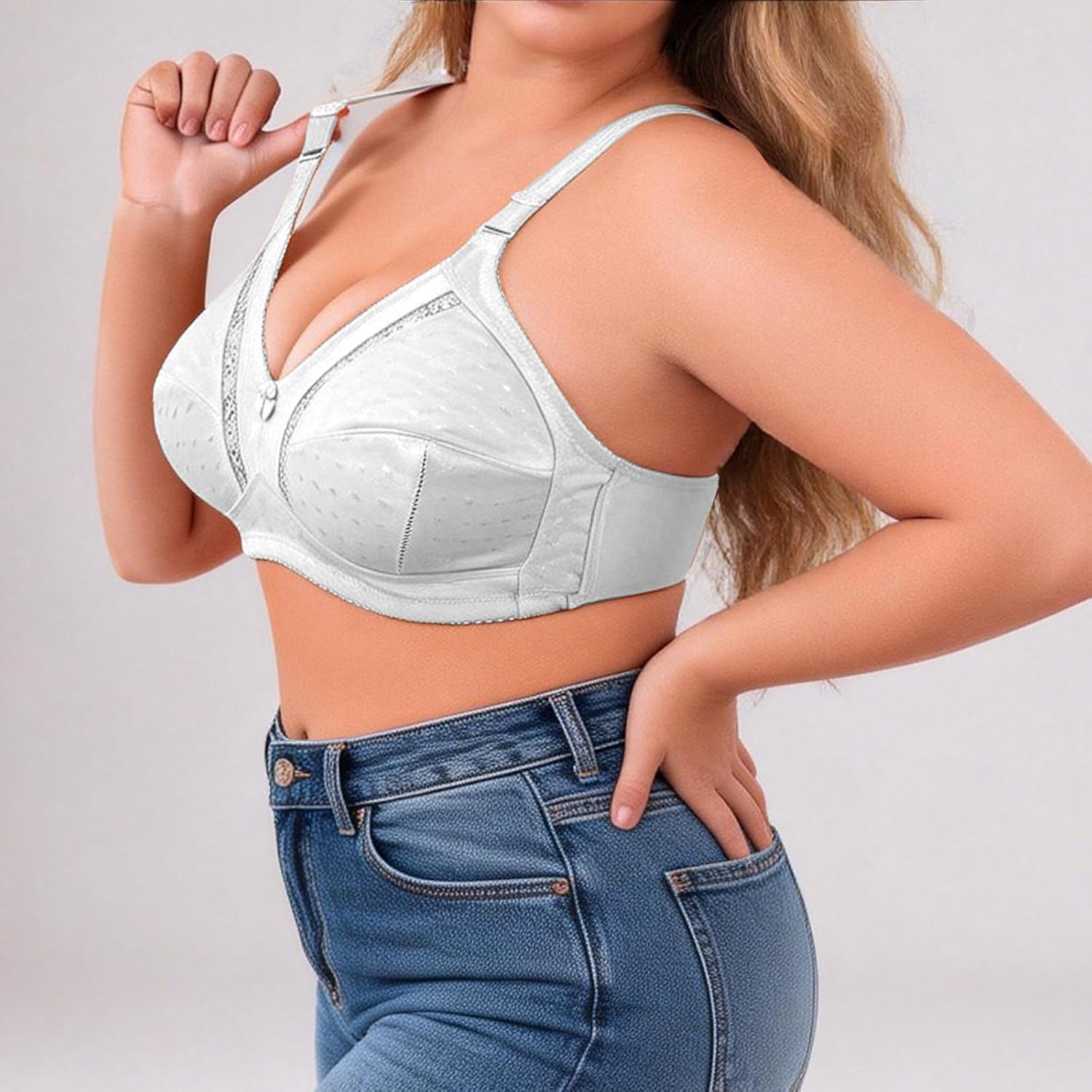 Women Supportive Wireless Bra Push Up Full Coverage Seamless Bra Comfortable No Underwire Plus Size Bra with Padded