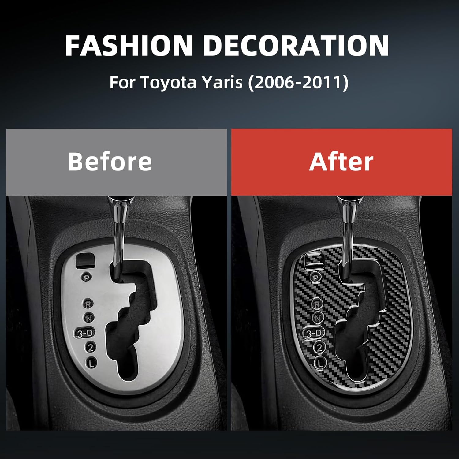 Real Carbon Fiber Automatic Transmission Inner Frame Covers - for Toyota Yaris 2006 2007 2008 2009 2010 2011 Carbon Fiber Accessories, Durable Anti-Scratch Protective Accessories (Black)