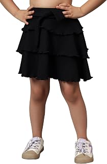 Noelia Girls Skirts with Attached Inner Shorts Layered Tiered Flowing Flared Skirts for Kids Price In India