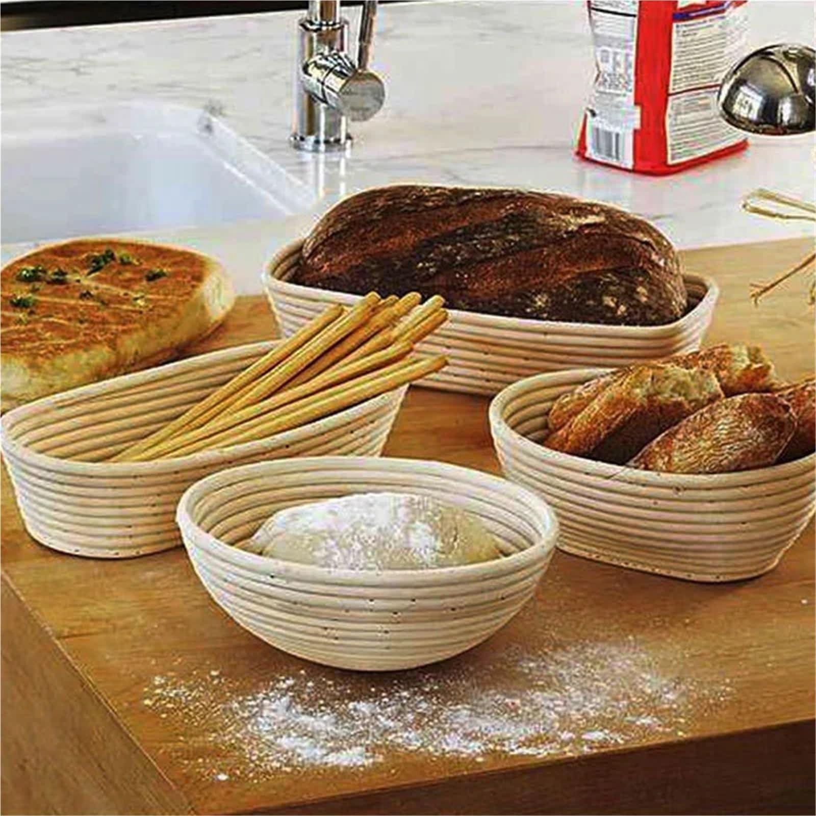 Cesta a prueba de pan mimbre, Natural, fermentación masa, cesta fermentada, herramientas for hornear Para Hornear Pan(Oval-21x15x8cm)