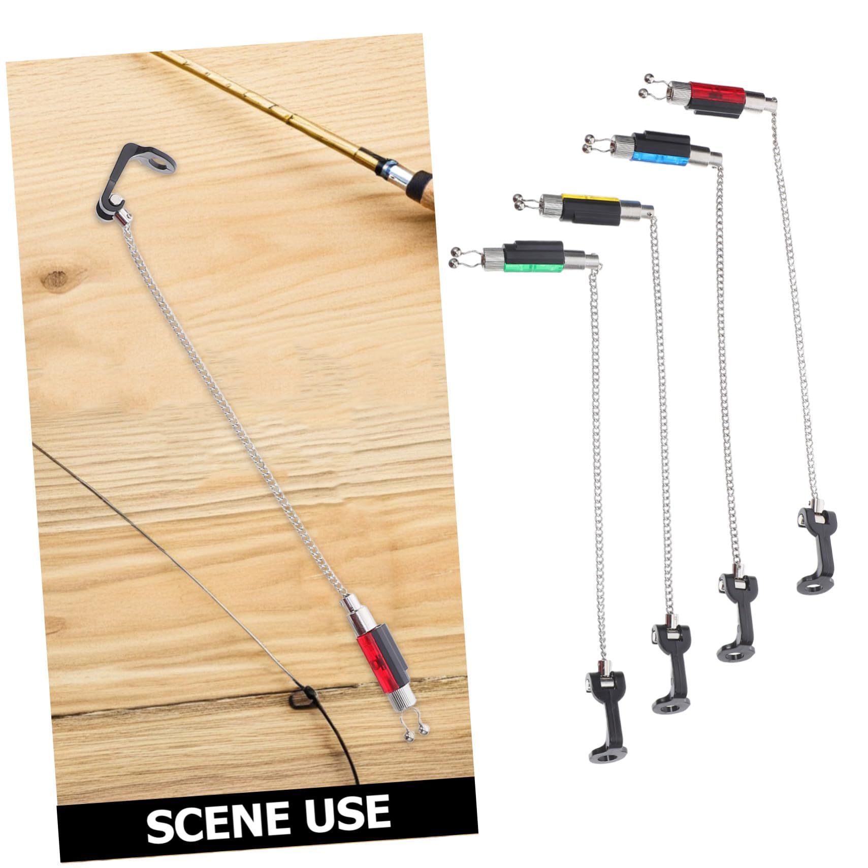 Anneome 4 Pezzi Fishing Alarm Swingers per Carpe con Catena Flessibile Senza Luce Indicatori Morsi Resistenti alle Intemperie Clip Facile per Canna da Pesca Outdoor