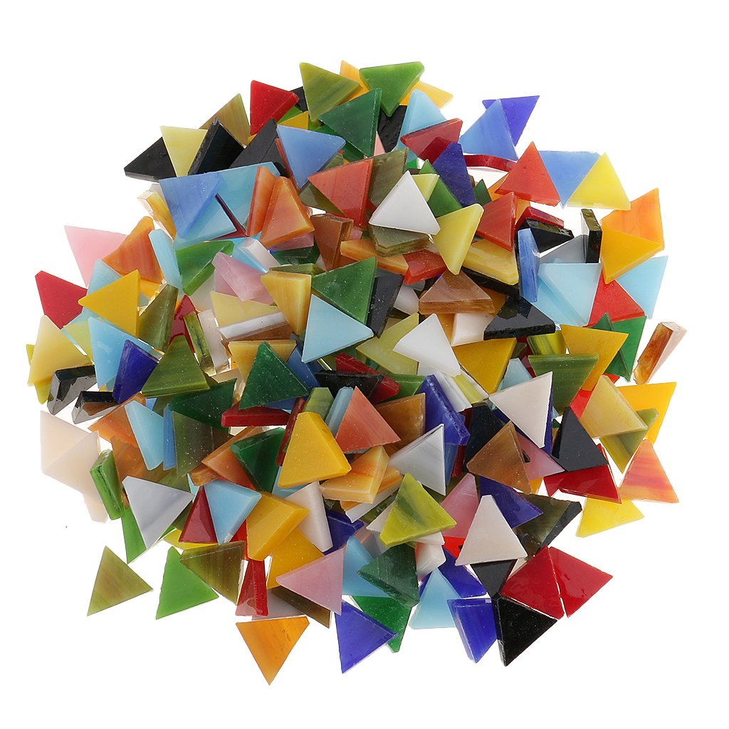 Neaxgeandx Triangle 300 Pieces Assorted Color Glass Mosaic Tiles For Diy Crafts 12Mm