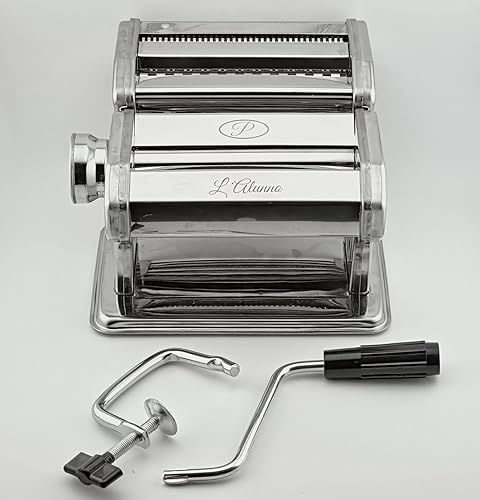 Miniatura 2 de PastaVirtuoso "L'Alunno" - Máquina de manivela para masa de pasta y fideos - Fácil de usar, herramienta de cocina manual útil para tagliatelli,
