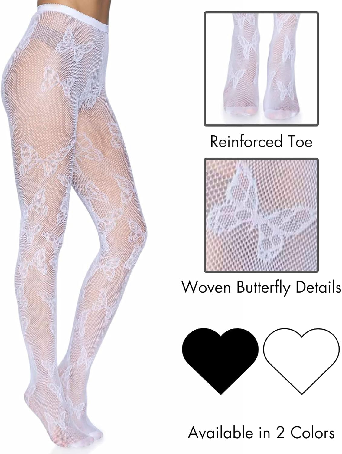Leg Avenue Women's Dark Alternative Clothes Patterned Tights with Designs Butterfly Tights - Image 3