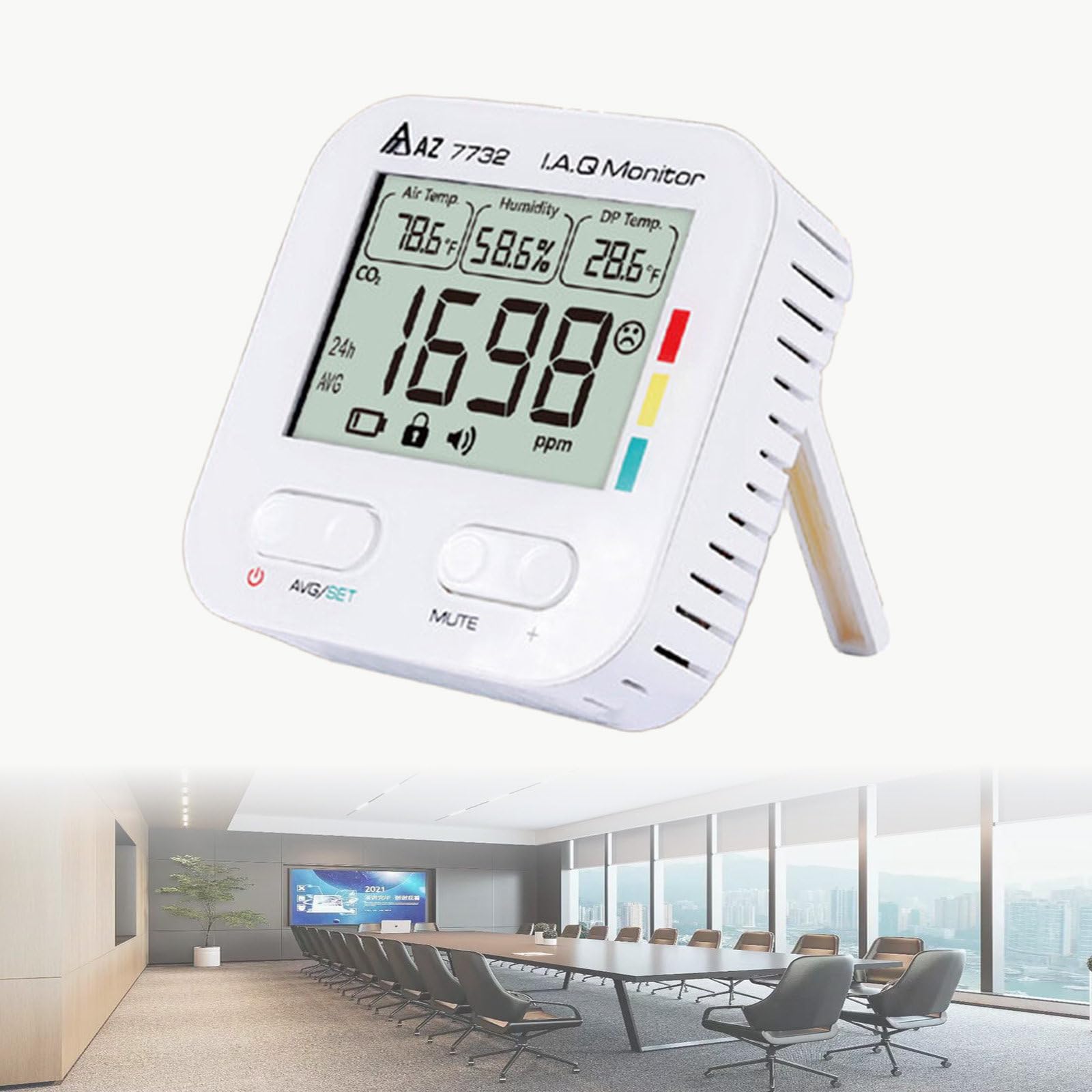 Detektor CO2, monitor jakości powietrza, miernik CO2 4 w 1, tester temperatury i wilgotności do domu, pomieszczenia do uprawy i zamkniętych przestrzeni