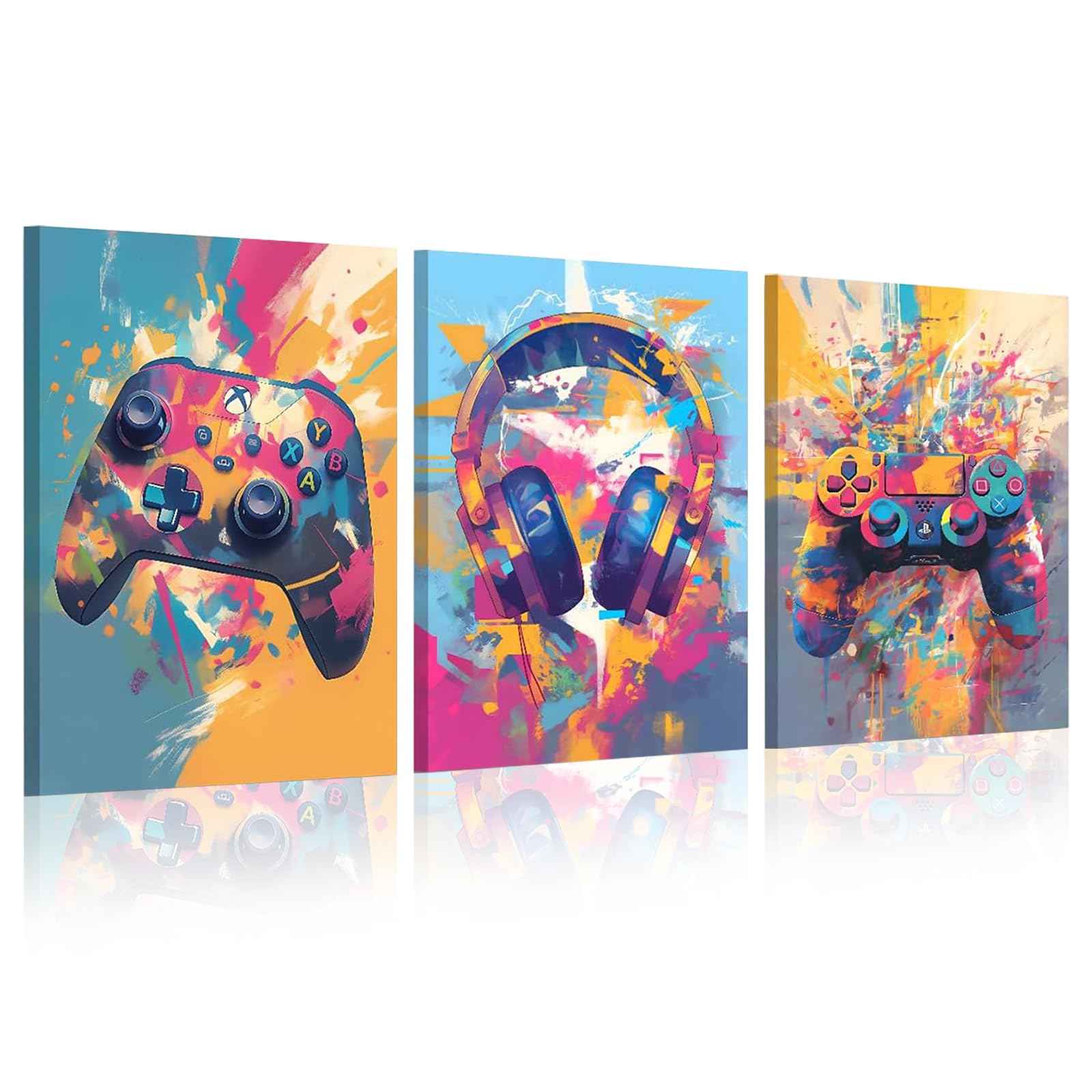 burkfeeg 3 Panels Gamers Canvas Wall Art, Game Wall Art Prints 30ร40CM