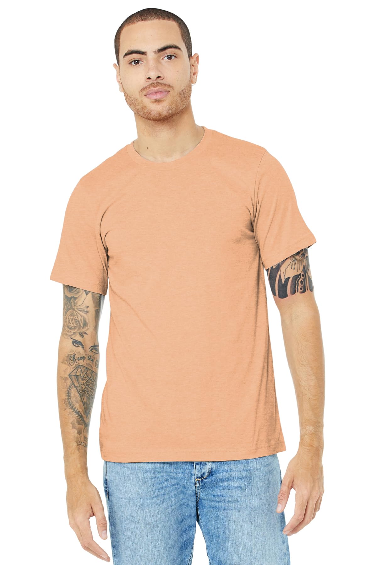 Bella Canvas Adults Unisex Heather CVC T-Shirt (XL) (Heather Peach)