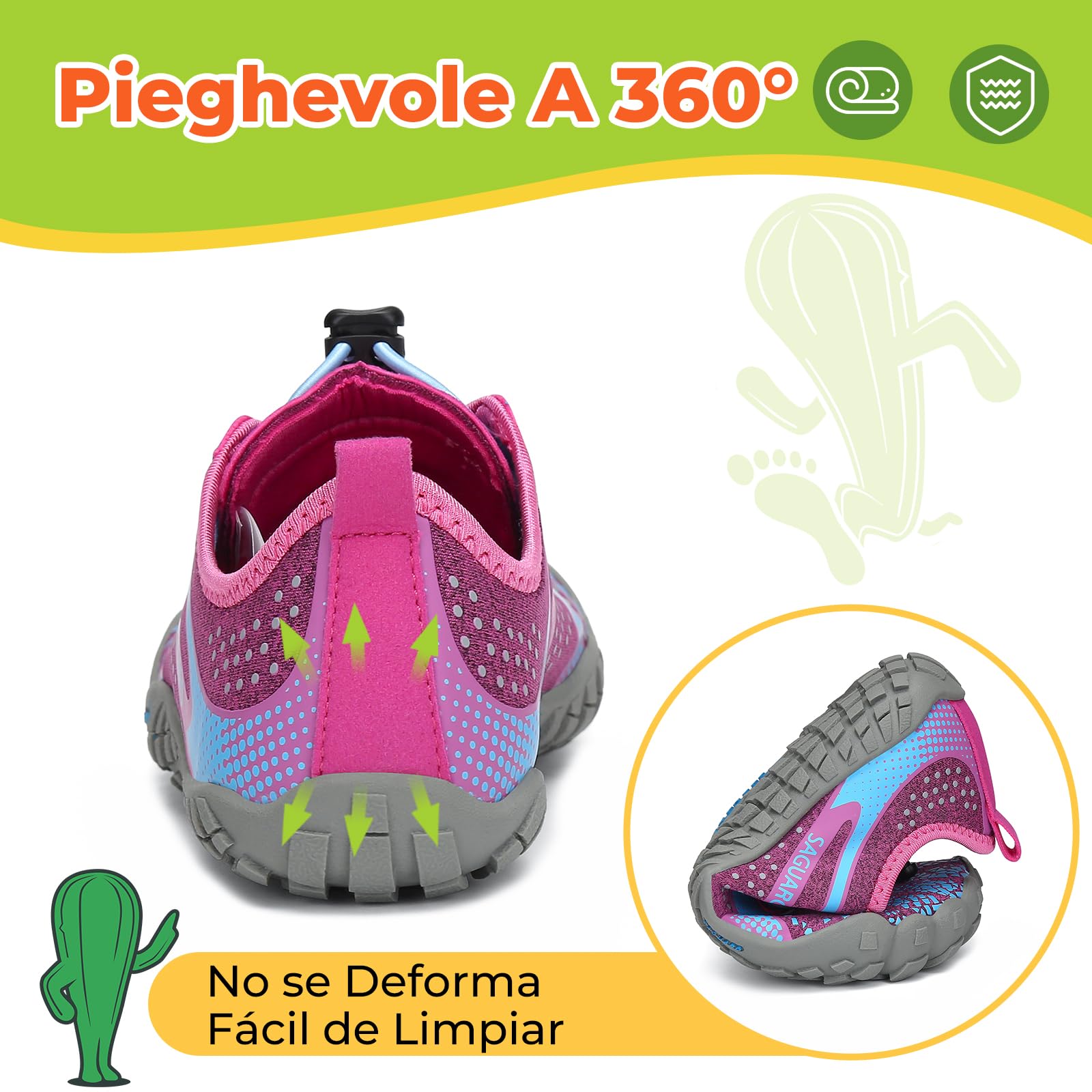 SAGUARO Barefoot Zapatillas Minimalista Comodas Zapatillas de Trail Running per Niños Niñas, Gr.24-36 — view 6