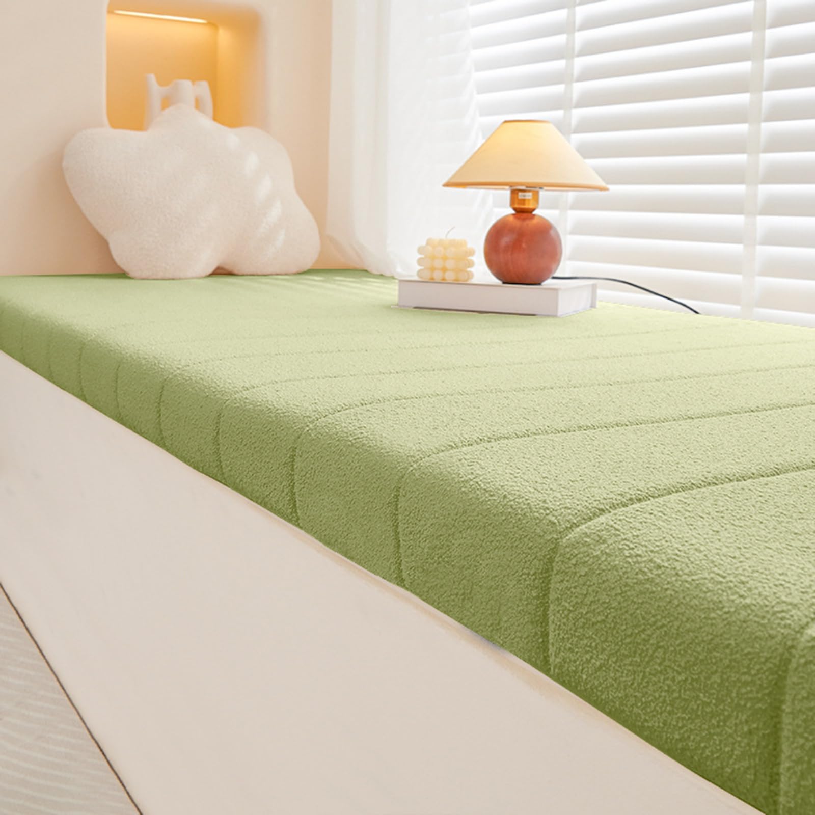 Coussin de banc lavable antidérapant vert 90 cm pour assise de fenêtre et tabouret