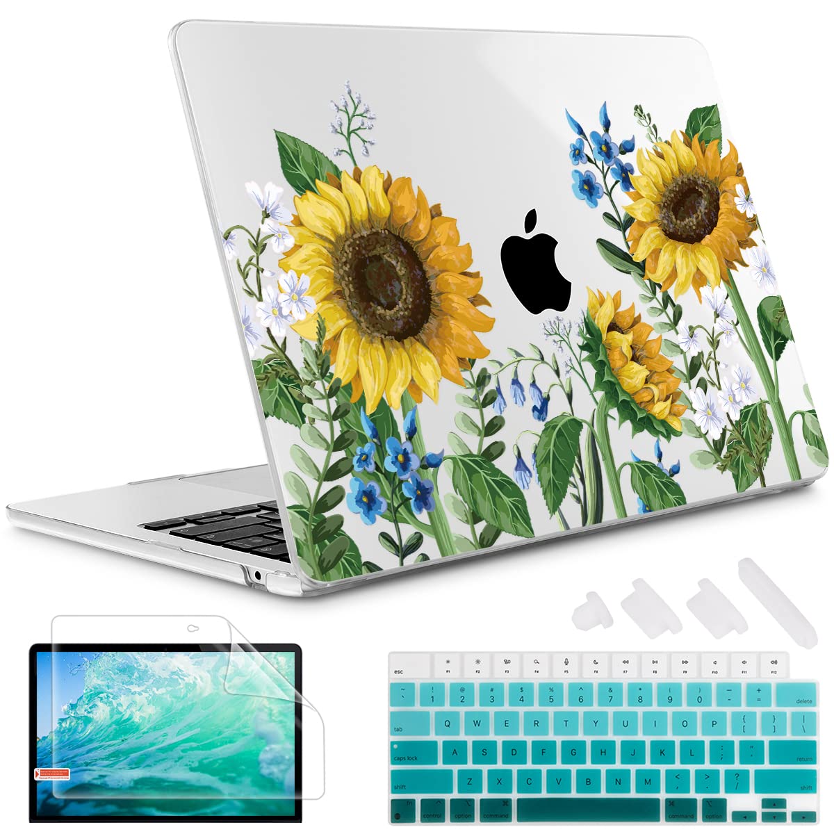 May ChenCompatible with MacBook Air 13.6 Inch Case 2024 2023 2022 Release Model A3113 M3 A2681 M2 Chip, Plastic Hard Shell Case for MacBook Air 13.6" with Liquid Retina Display, Sunflower