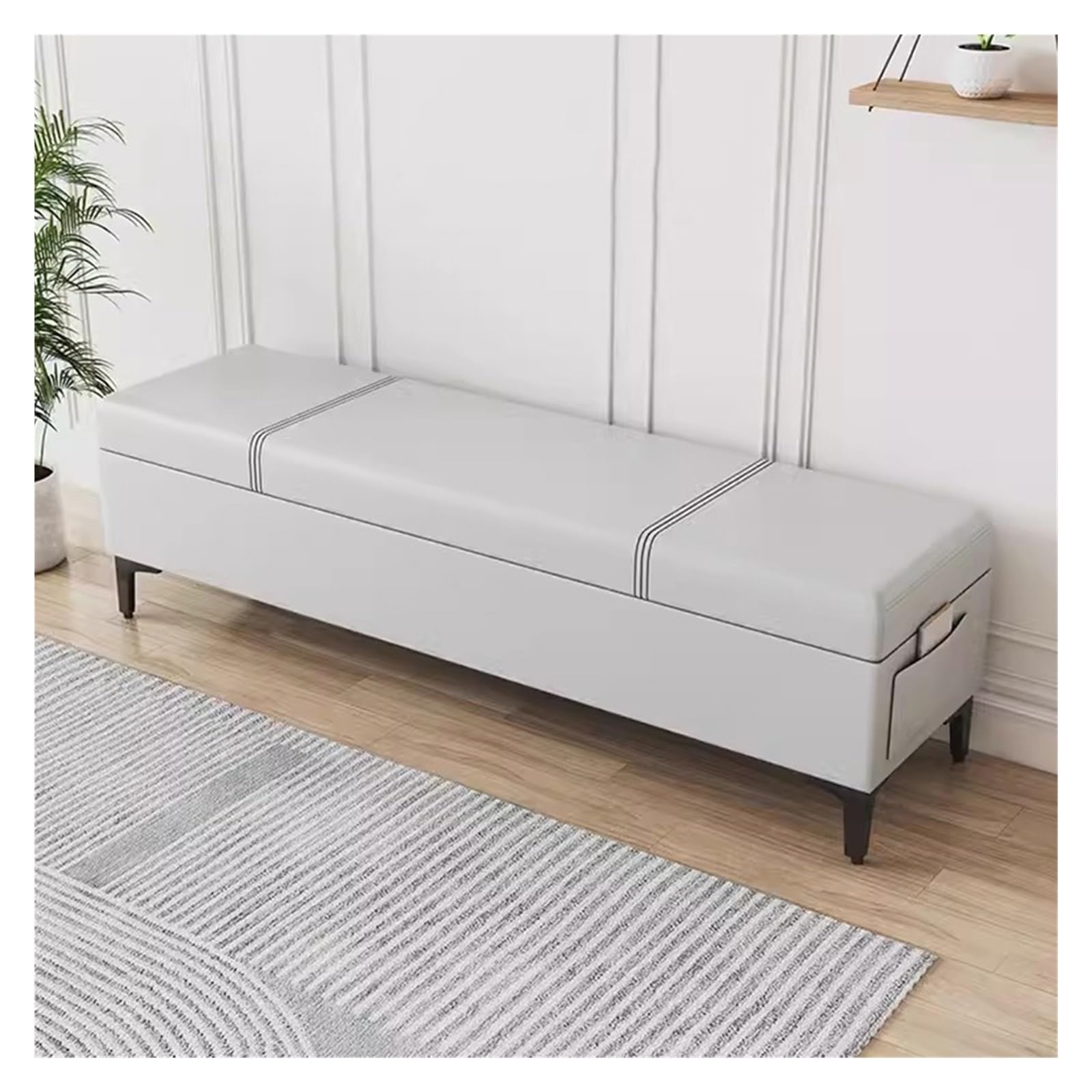 Banc ottoman de rangement en cuir pour une entrée ordonnée et un salon épuré