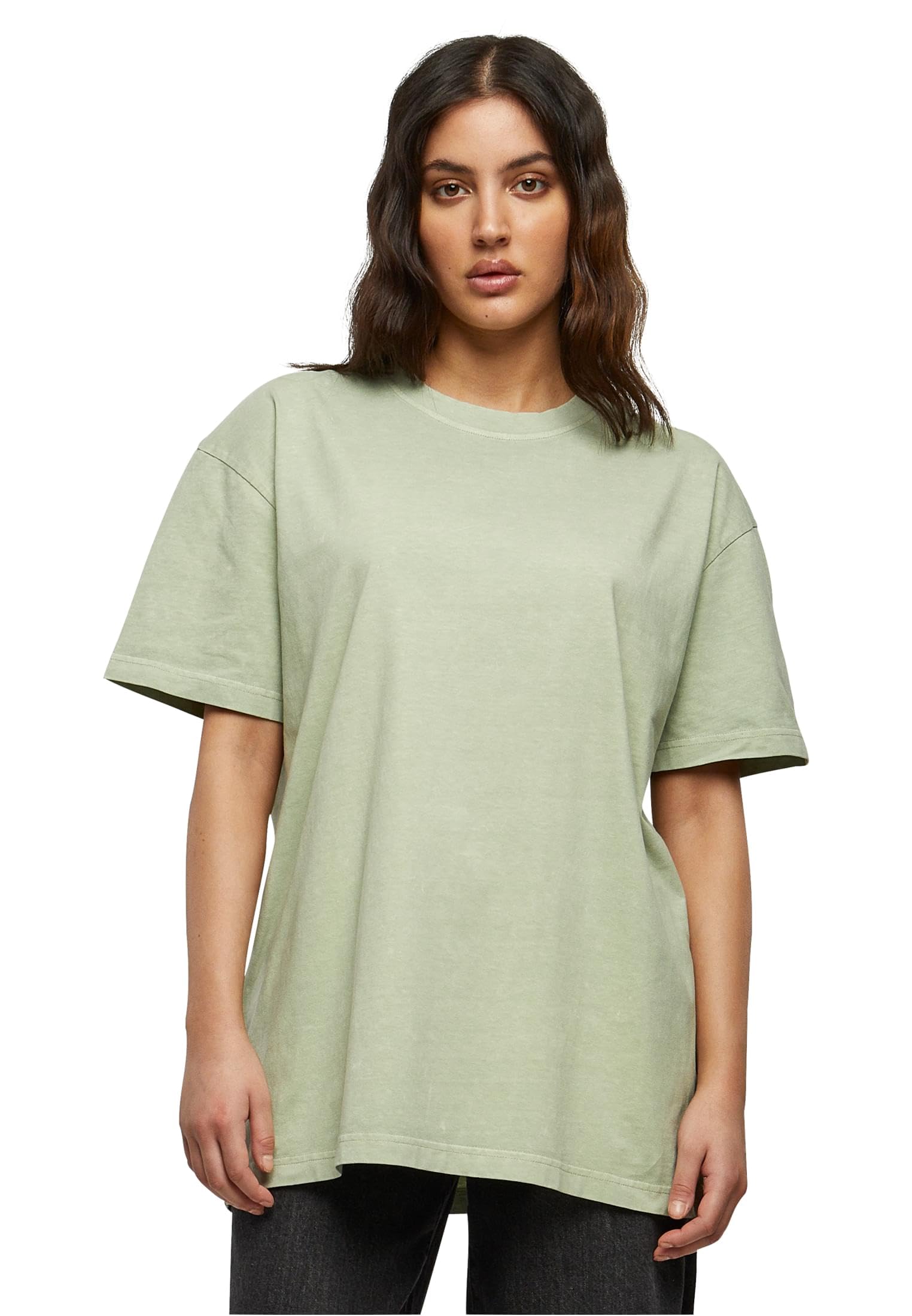 Build your Brand Women's T-Shirt Ladies Oversized Acid Wash Tee Casual T-Shirt for Women Oversized Fit, Softsalvia, S