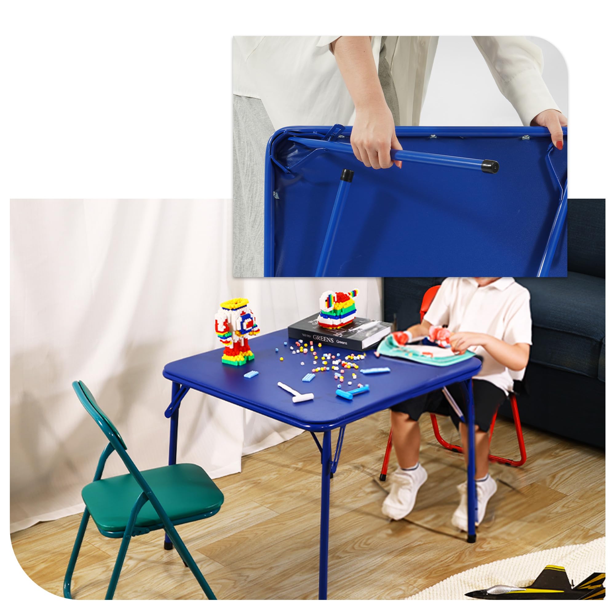 Folding Square Table Card Table with Vinyl Padded Top Foldable Activity for Indoor Outdoor Use Perfect for Picnic — view 6