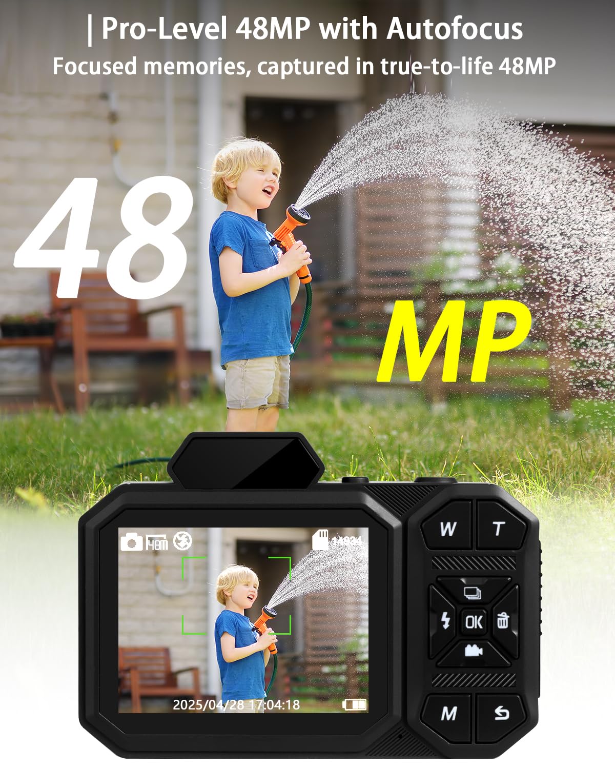Macchina Fotografica Digitale, Bextgoo Fotocamera 4K per Vlog con Scheda da 64GB, Fotocamera con Autofocus da 48MP, Zoom 12X, Flash e Anti-Shake, Fotocamera Digitale Compatta per Adulti e Adolescenti