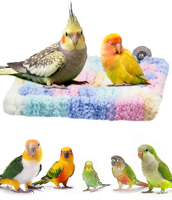 Poleiro plataforma para aves com fleece coral macio TriGia Paws 21,84 x 16,76 cm